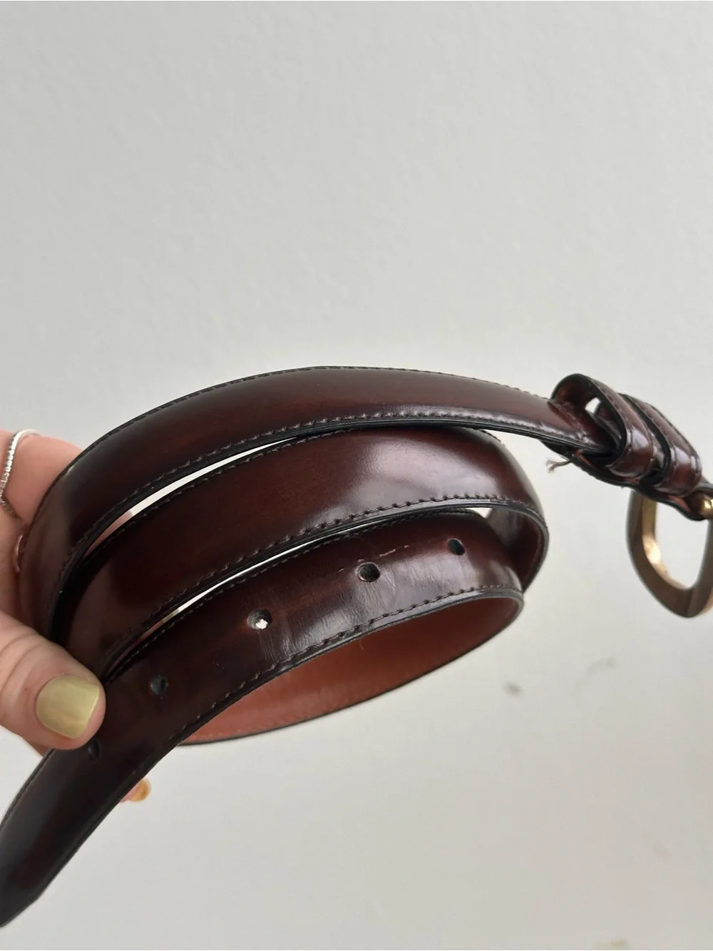 NWOT Peterborough Leather Belt in Dark Brown with Gold Buckle